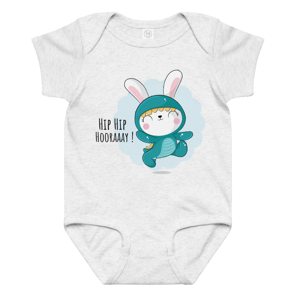Green rabbit - HIP HIP HOORAAAY | Baby Jersey Bodysuit | Rabbit Skins 4424