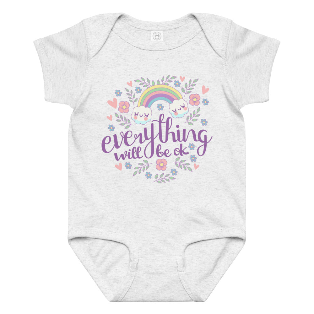Rainbow - Everything will be ok | Baby Jersey Bodysuit | Rabbit Skins 4424