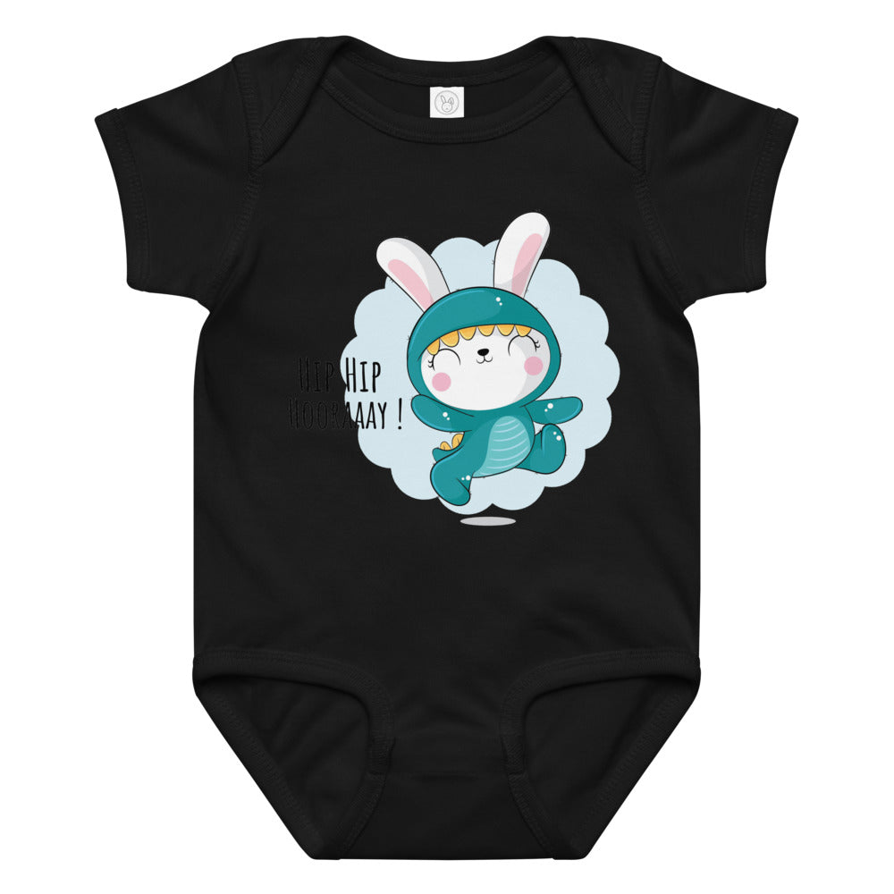 Green rabbit - HIP HIP HOORAAAY | Baby Jersey Bodysuit | Rabbit Skins 4424