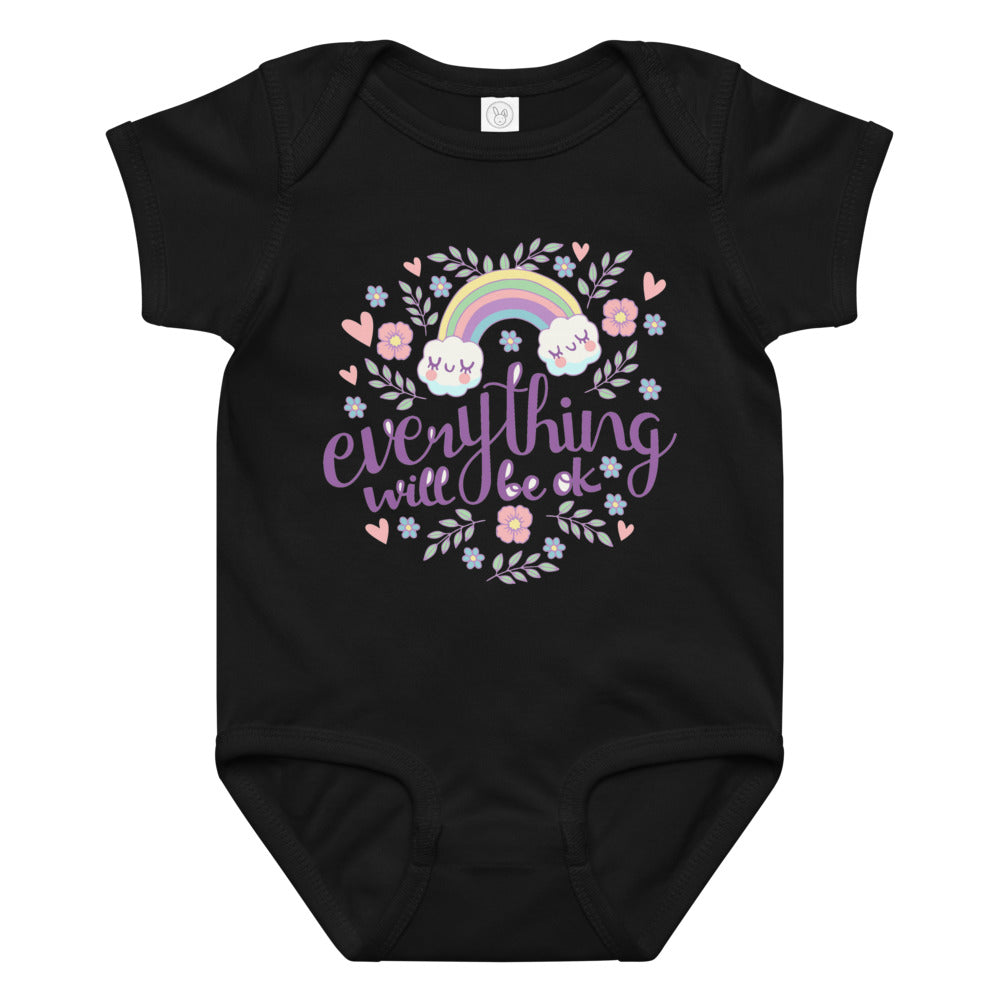 Rainbow - Everything will be ok | Baby Jersey Bodysuit | Rabbit Skins 4424