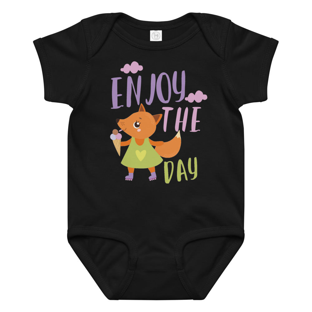 Orange fox - Ẹnoy the day | Baby Jersey Bodysuit | Rabbit Skins 4424