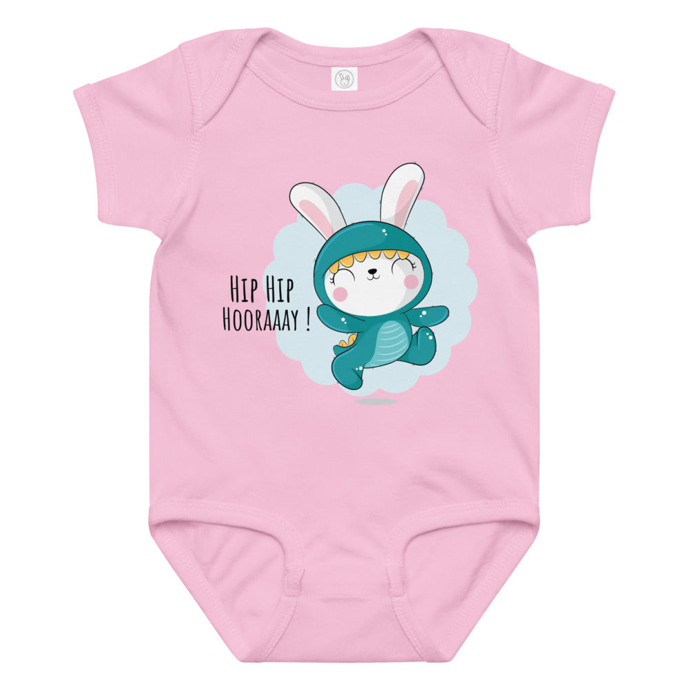 Green rabbit - HIP HIP HOORAAAY | Baby Jersey Bodysuit | Rabbit Skins 4424