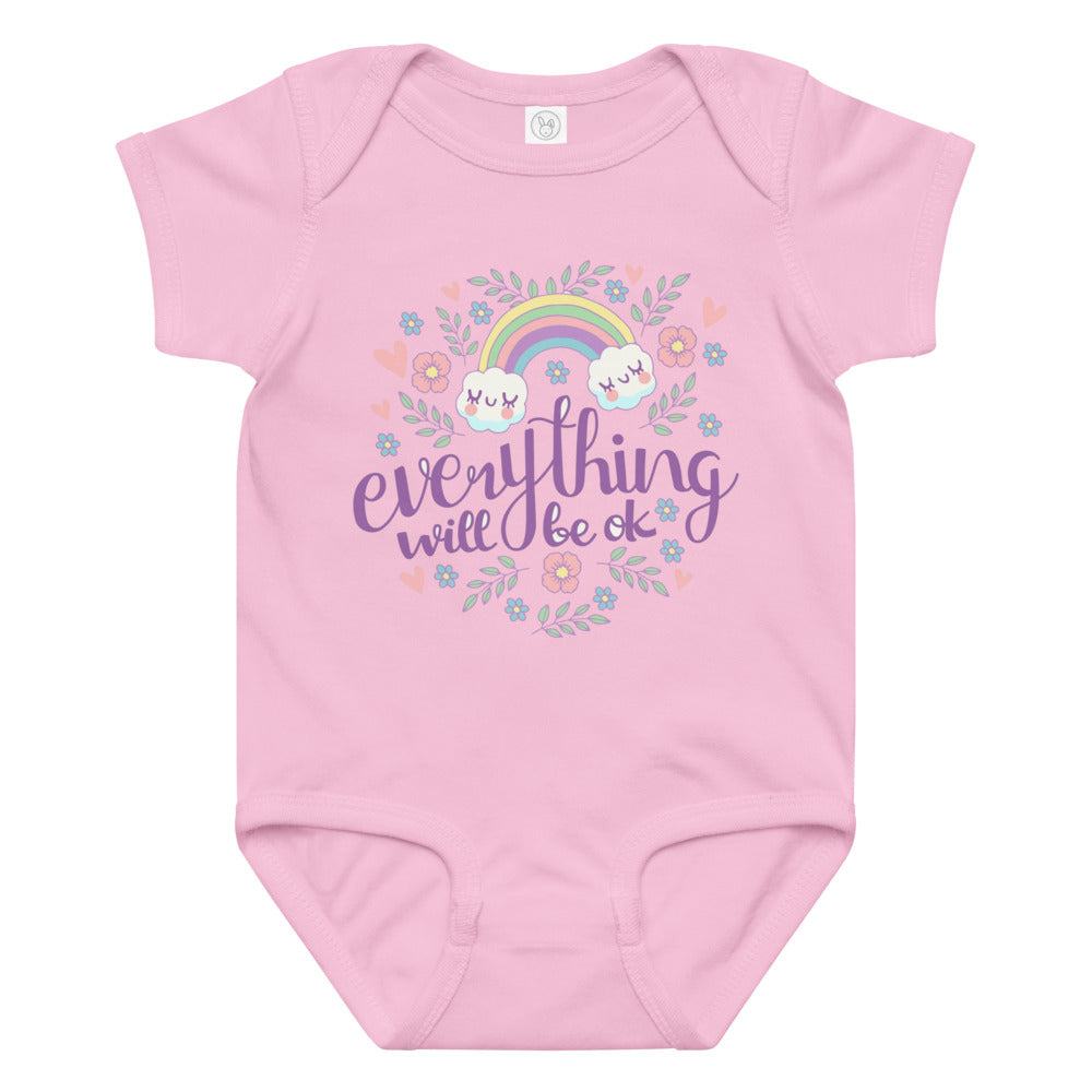 Rainbow - Everything will be ok | Baby Jersey Bodysuit | Rabbit Skins 4424