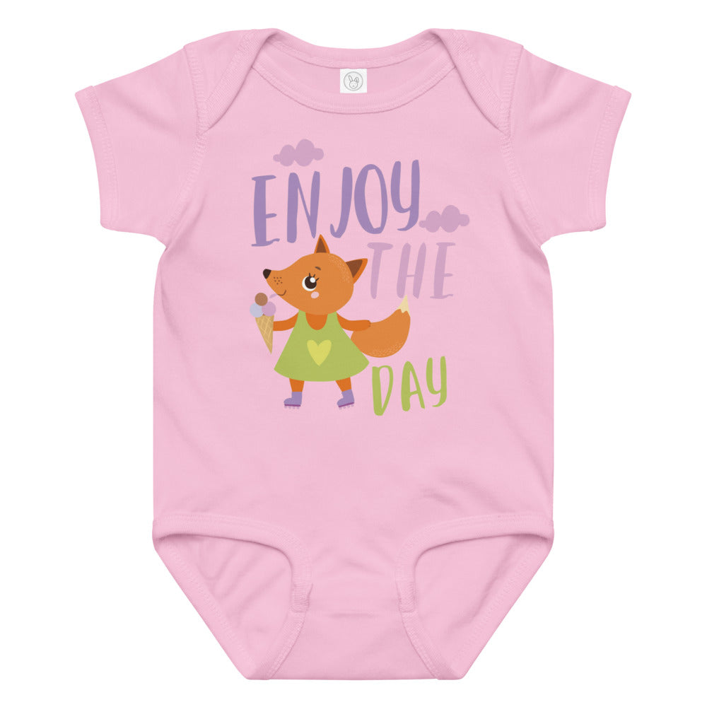 Orange fox - Ẹnoy the day | Baby Jersey Bodysuit | Rabbit Skins 4424