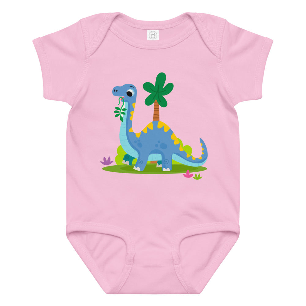 Blue dinosaur | Baby Jersey Bodysuit | Rabbit Skins 4424