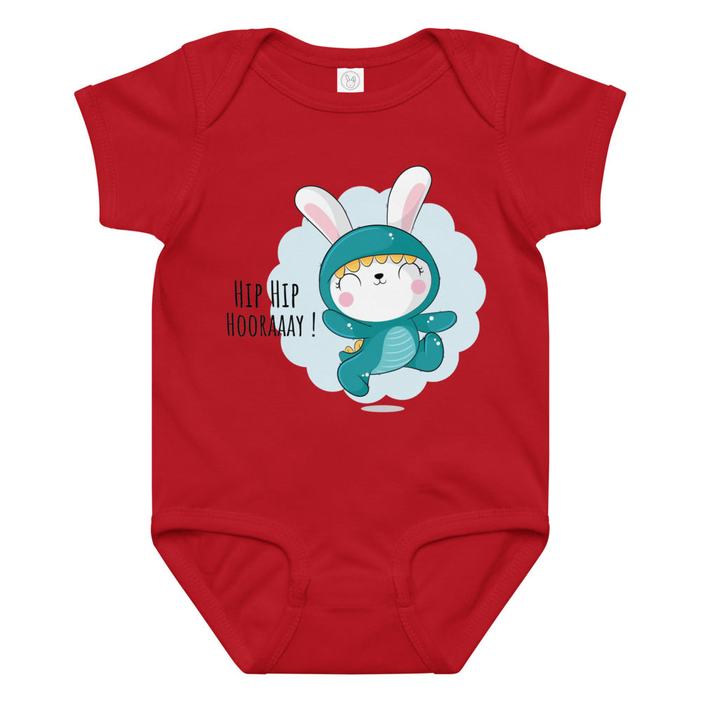 Green rabbit - HIP HIP HOORAAAY | Baby Jersey Bodysuit | Rabbit Skins 4424