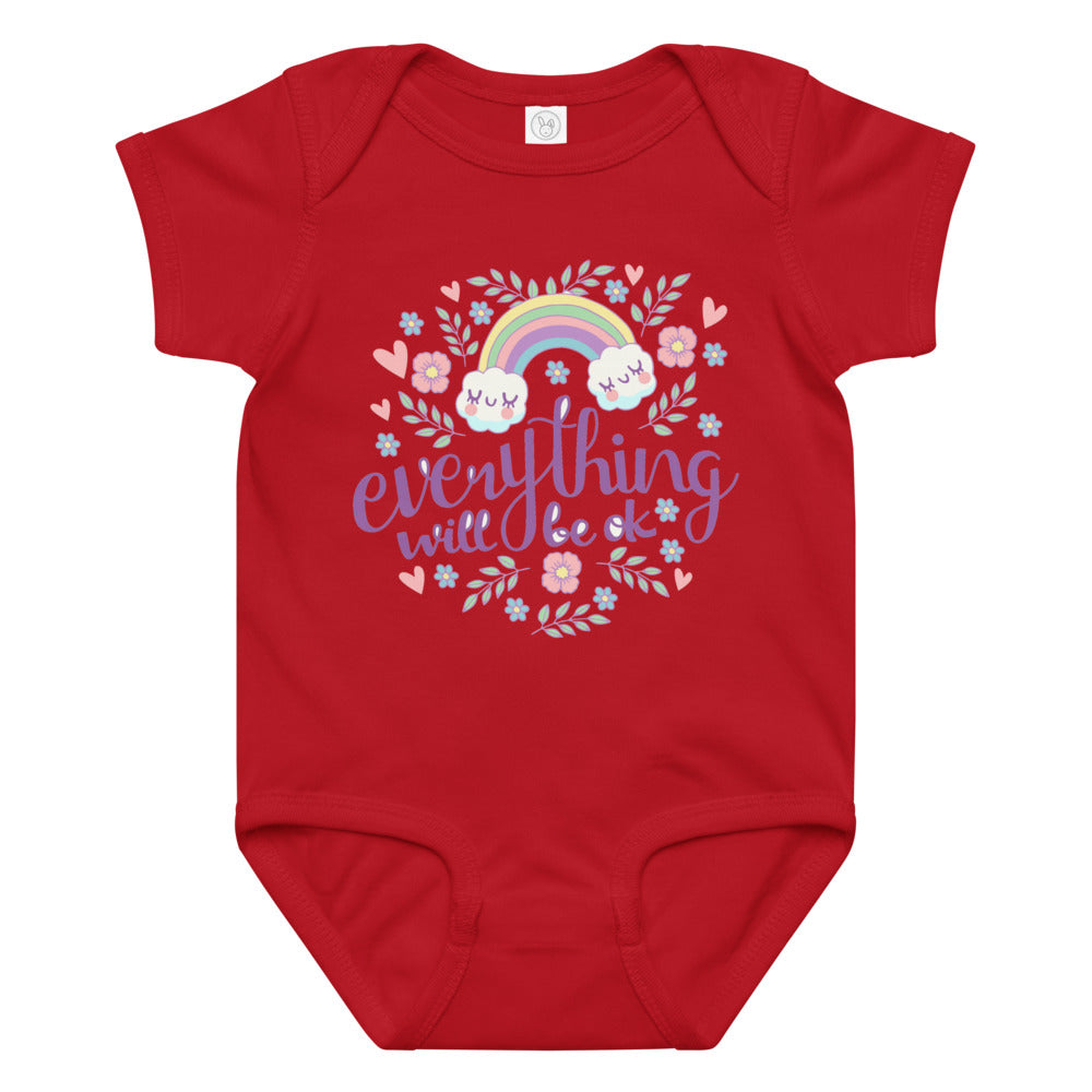 Rainbow - Everything will be ok | Baby Jersey Bodysuit | Rabbit Skins 4424