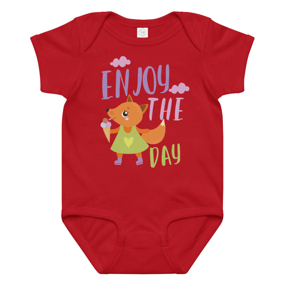 Orange fox - Ẹnoy the day | Baby Jersey Bodysuit | Rabbit Skins 4424
