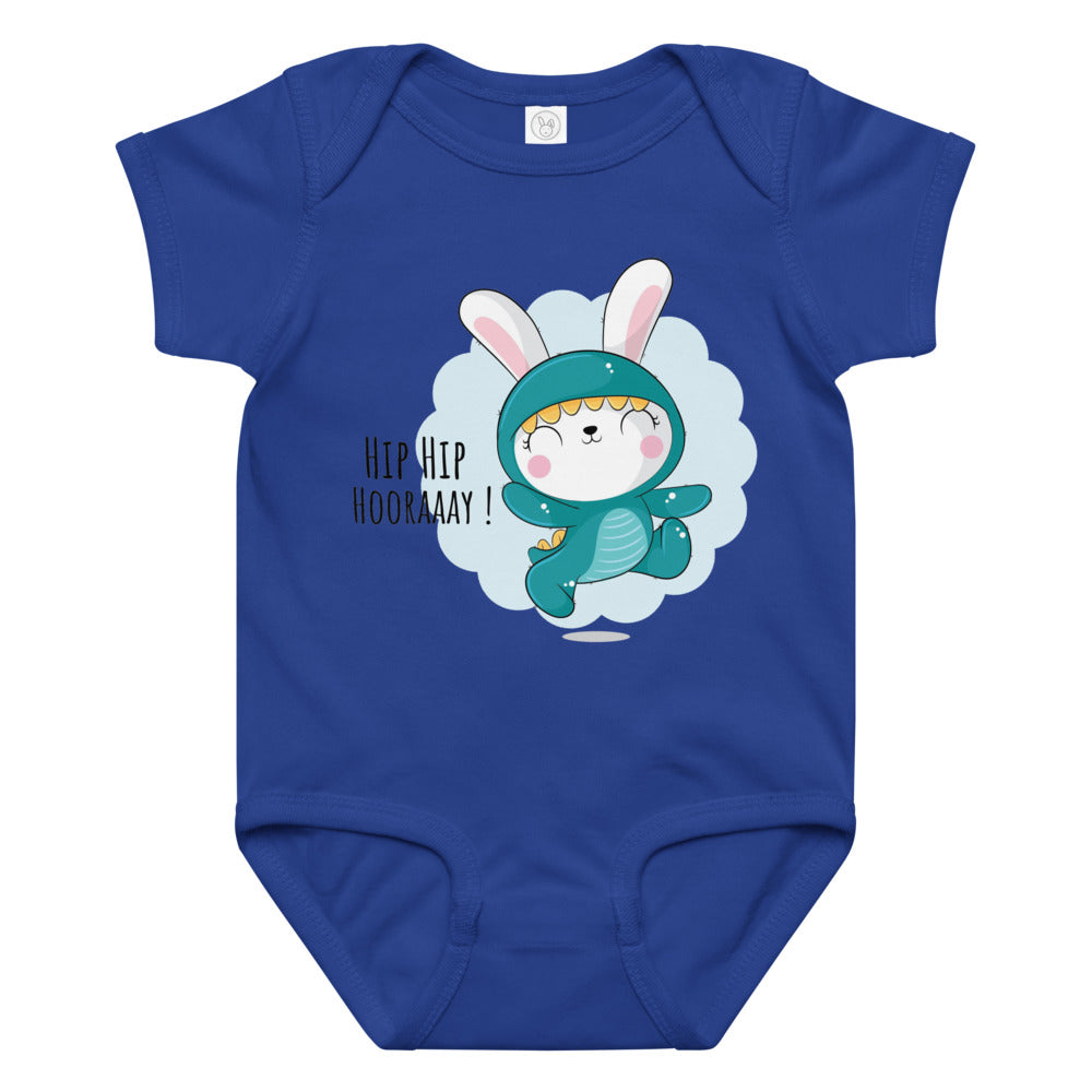Green rabbit - HIP HIP HOORAAAY | Baby Jersey Bodysuit | Rabbit Skins 4424