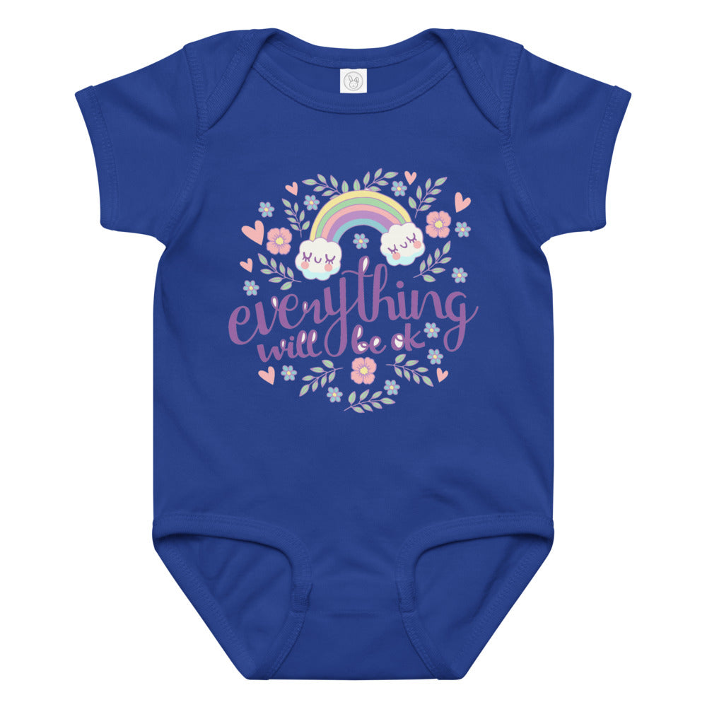 Rainbow - Everything will be ok | Baby Jersey Bodysuit | Rabbit Skins 4424