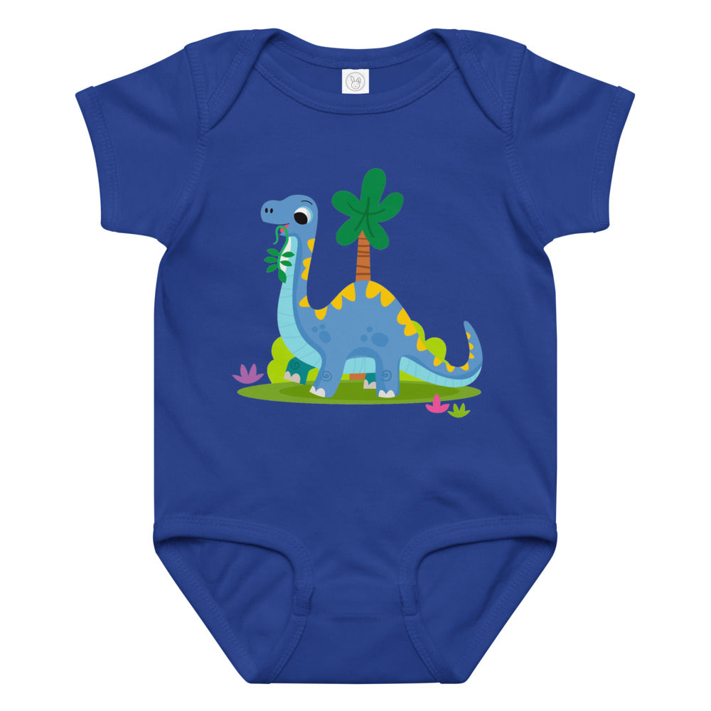 Blue dinosaur | Baby Jersey Bodysuit | Rabbit Skins 4424