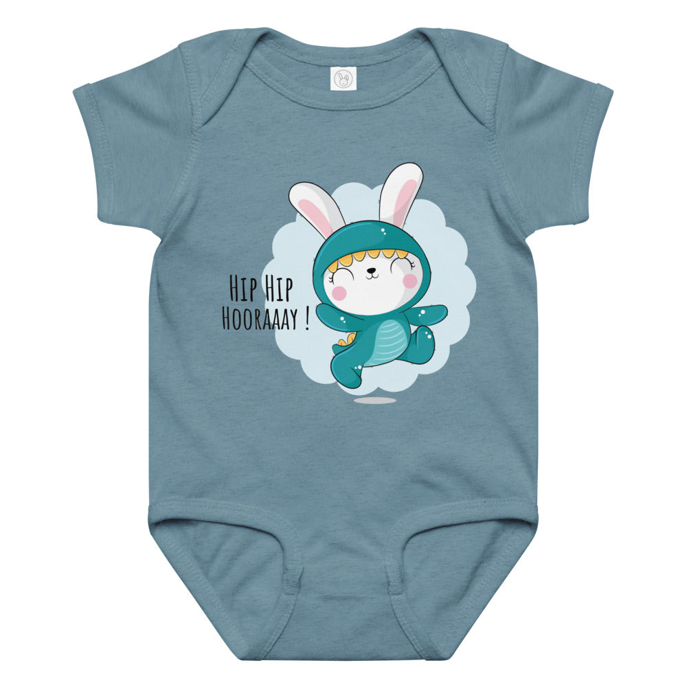 Green rabbit - HIP HIP HOORAAAY | Baby Jersey Bodysuit | Rabbit Skins 4424