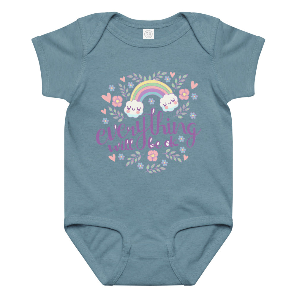 Rainbow - Everything will be ok | Baby Jersey Bodysuit | Rabbit Skins 4424