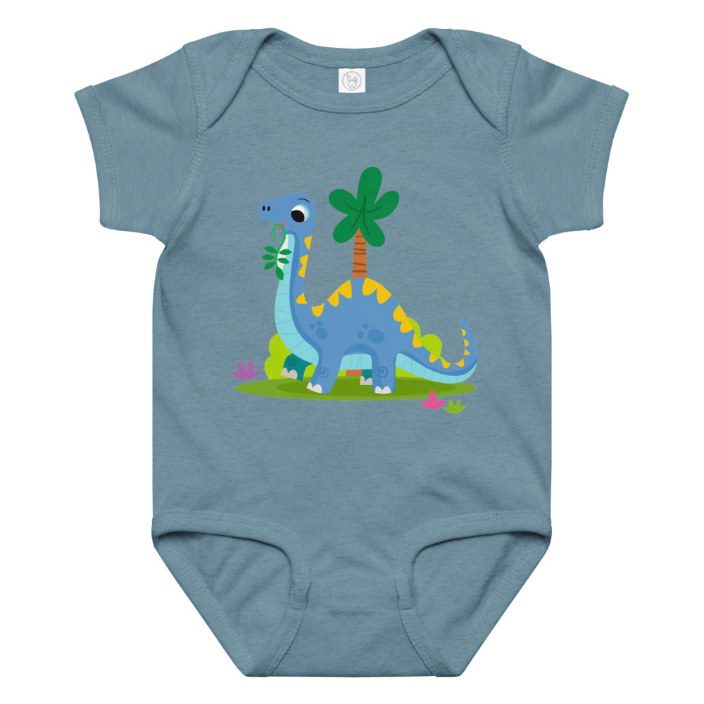 Blue dinosaur | Baby Jersey Bodysuit | Rabbit Skins 4424