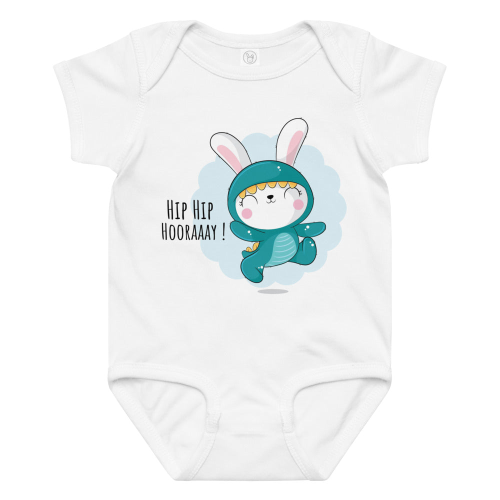 Green rabbit - HIP HIP HOORAAAY | Baby Jersey Bodysuit | Rabbit Skins 4424