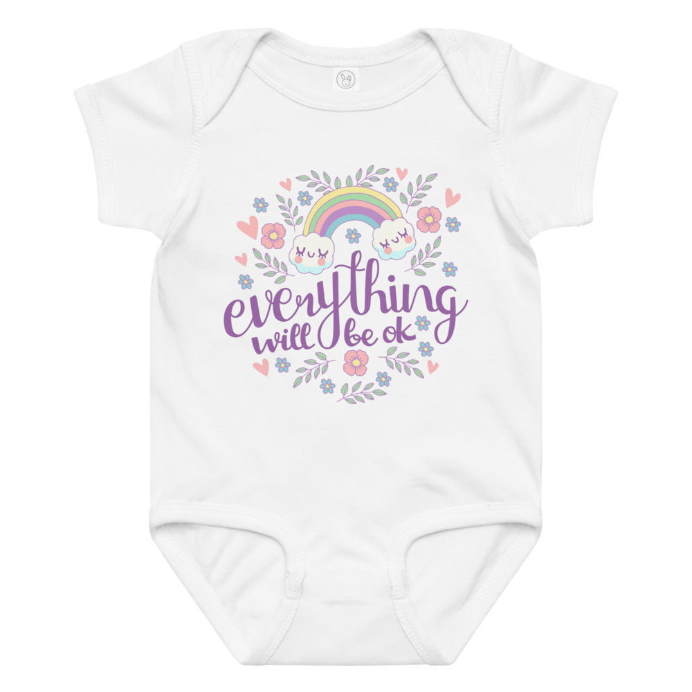 Rainbow - Everything will be ok | Baby Jersey Bodysuit | Rabbit Skins 4424
