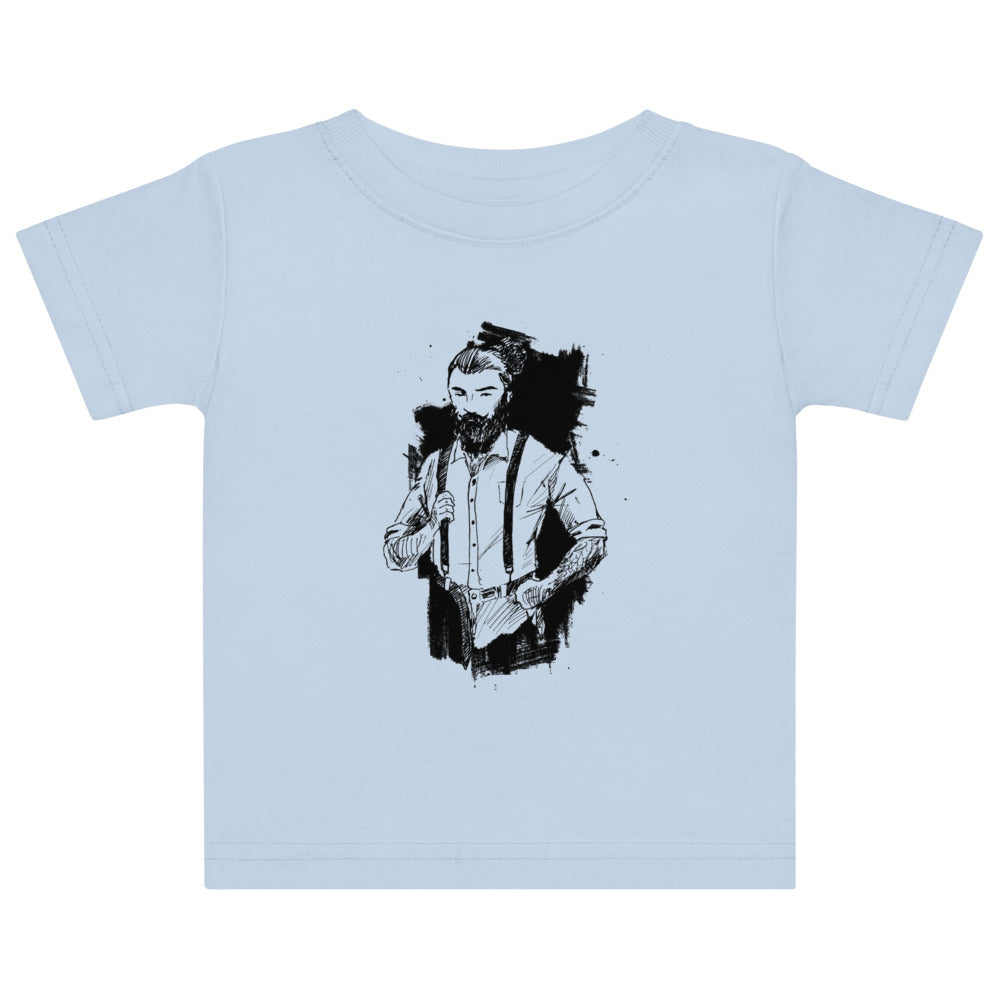 Black & White bearded man suit | Baby Jersey T-Shirt | Rabbit Skins 3322