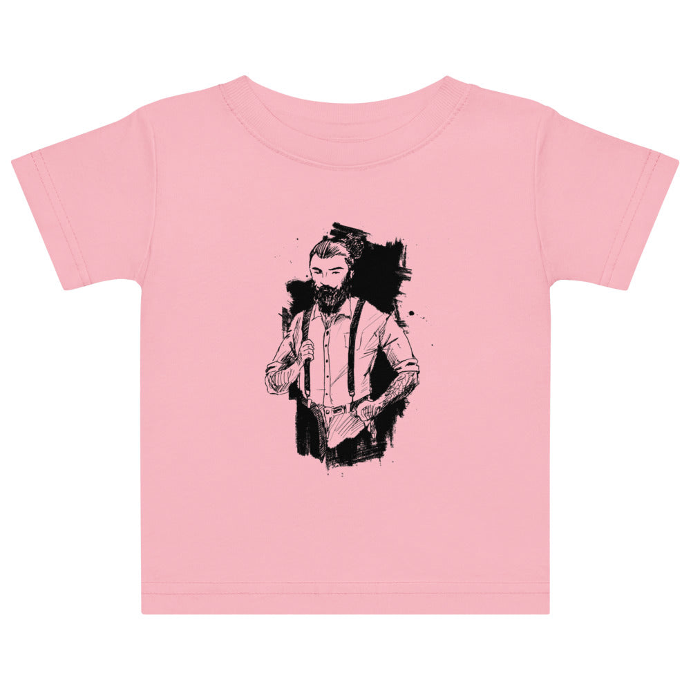 Black & White bearded man suit | Baby Jersey T-Shirt | Rabbit Skins 3322