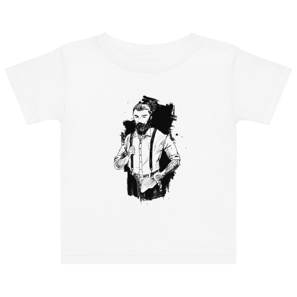 Black & White bearded man suit | Baby Jersey T-Shirt | Rabbit Skins 3322