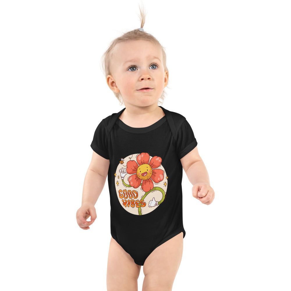 Good vides | Baby Short Sleeve Bodysuit | Rabbit Skins 4400