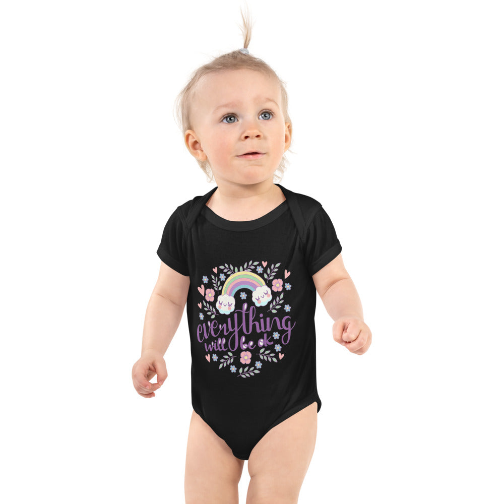 Rainbow - Everything will be ok | Baby Short Sleeve Bodysuit | Rabbit Skins 4400