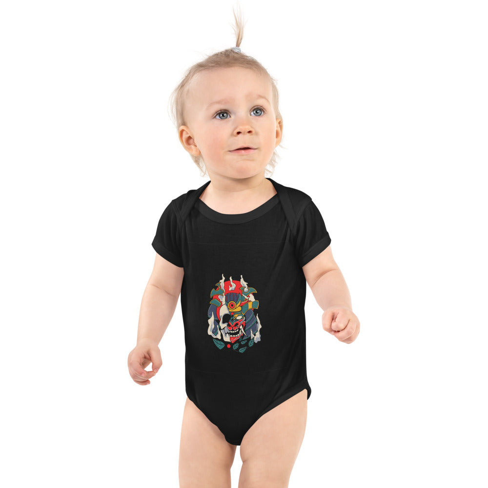 Samurai skull | Baby Short Sleeve Bodysuit | Rabbit Skins 4400