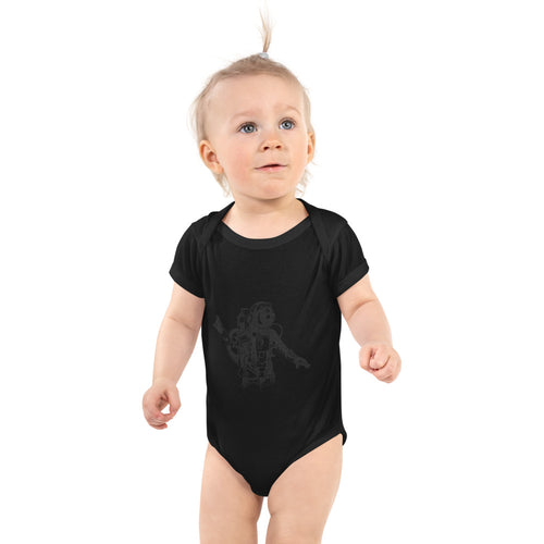 Black & white space travel man | Baby Short Sleeve Bodysuit | Rabbit Skins 4400