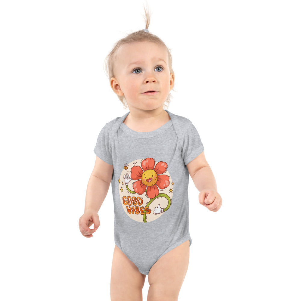 Good vides | Baby Short Sleeve Bodysuit | Rabbit Skins 4400