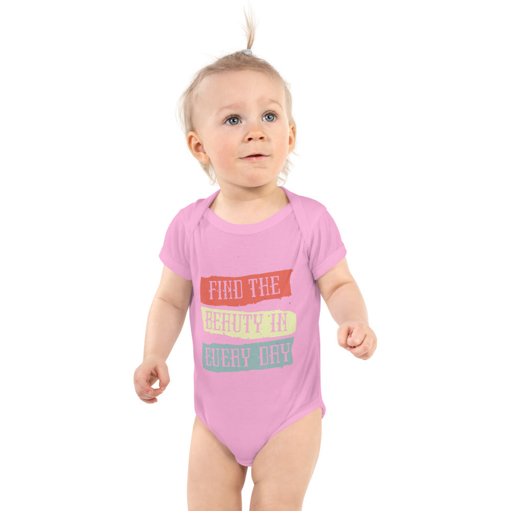 Find the beauty in every day | Baby Short Sleeve Bodysuit | Rabbit Skins 4400