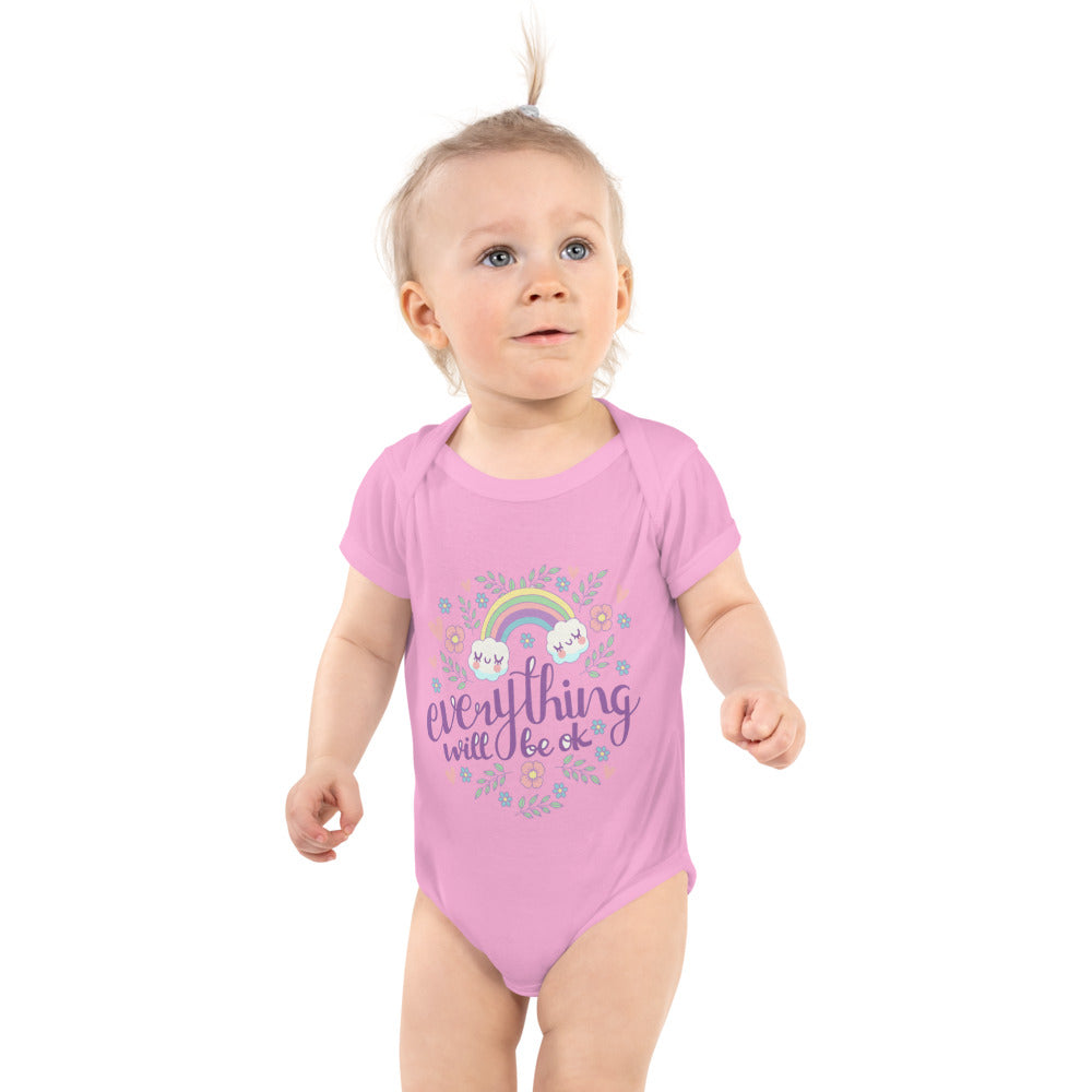 Rainbow - Everything will be ok | Baby Short Sleeve Bodysuit | Rabbit Skins 4400