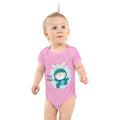 Green rabbit - HIP HIP HOORAAAY | Baby Short Sleeve Bodysuit | Rabbit Skins 4400