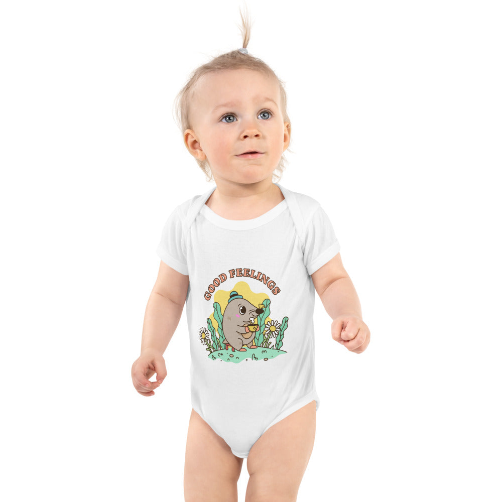 Good feelings | Baby Short Sleeve Bodysuit | Rabbit Skins 4400