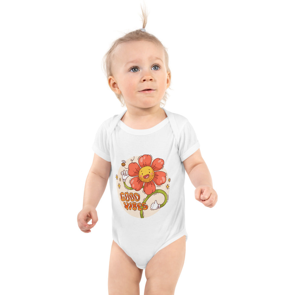 Good vides | Baby Short Sleeve Bodysuit | Rabbit Skins 4400