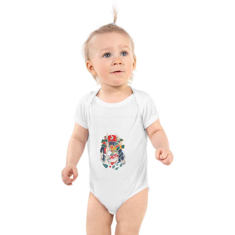 Samurai skull | Baby Short Sleeve Bodysuit | Rabbit Skins 4400
