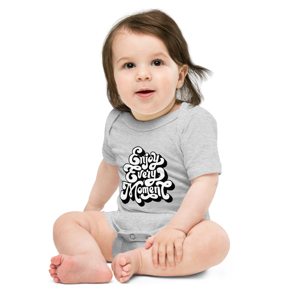 Enjoy every moments white | Baby Short Sleeve One Piece | Bella + Canvas 100B