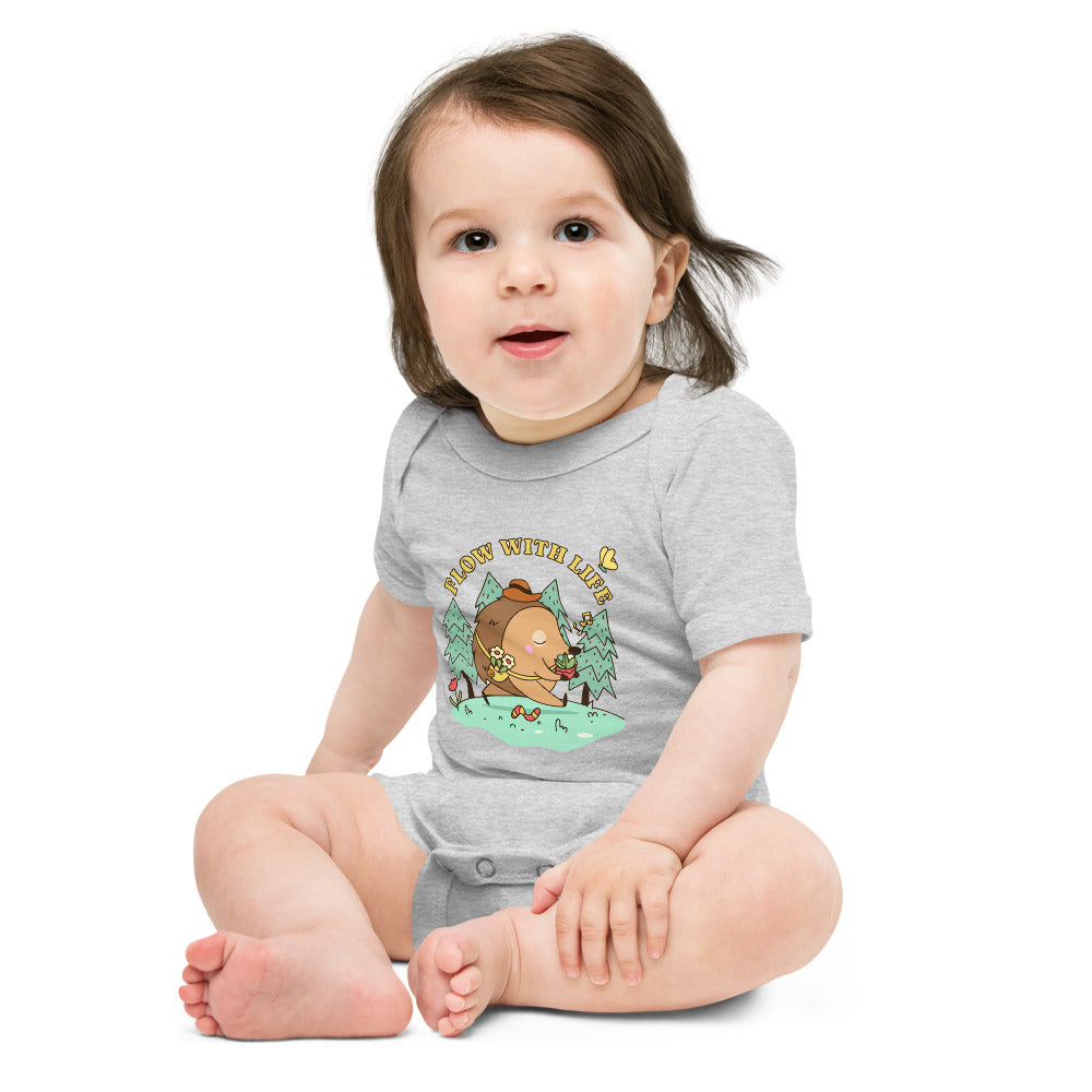 Flow with life | Baby Short Sleeve One Piece | Bella + Canvas 100B