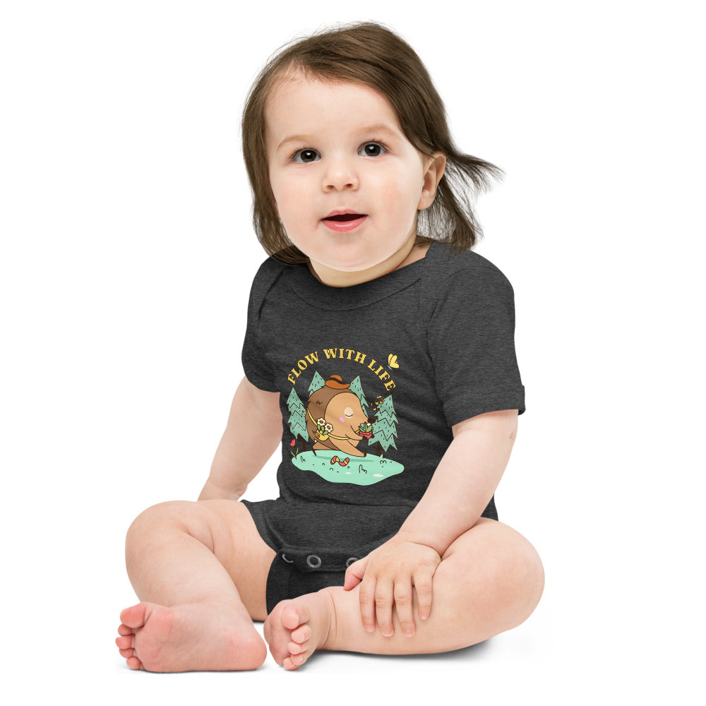 Flow with life | Baby Short Sleeve One Piece | Bella + Canvas 100B
