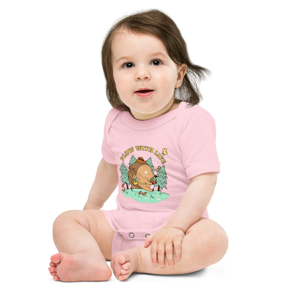 Flow with life | Baby Short Sleeve One Piece | Bella + Canvas 100B