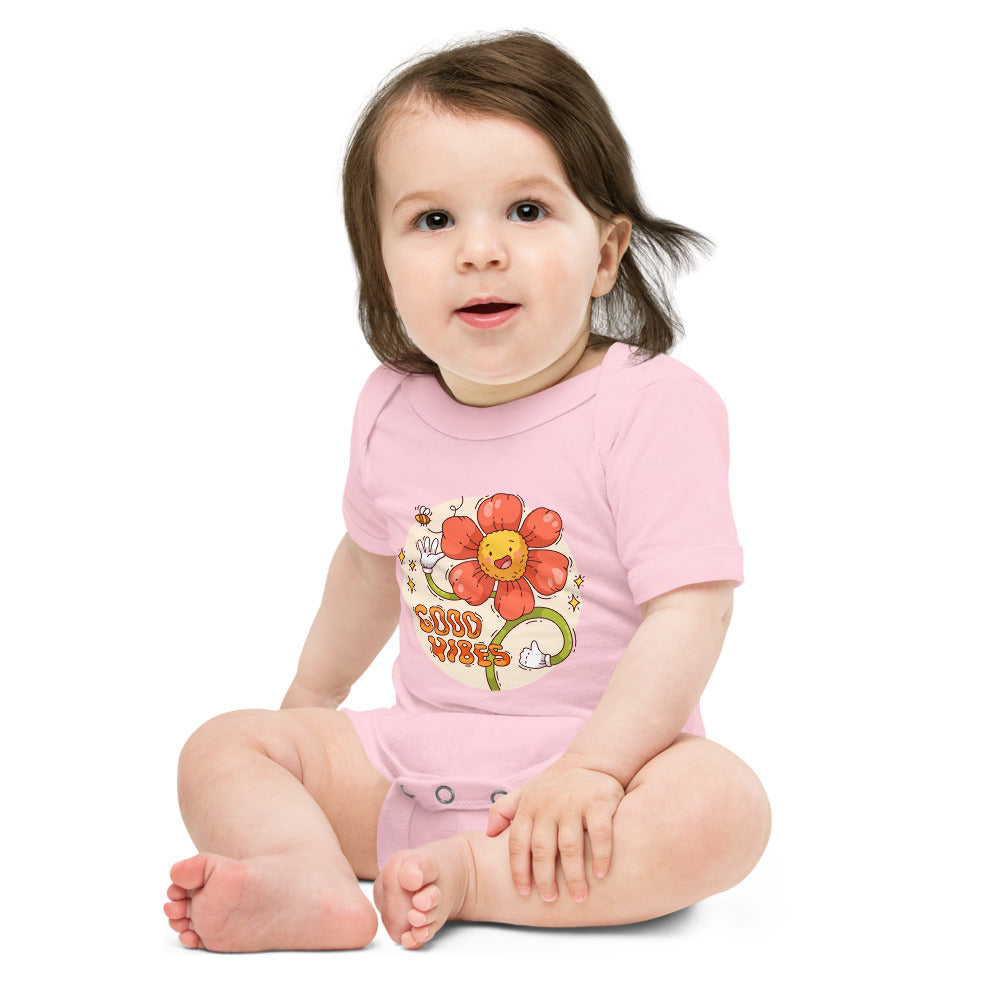 Good vides | Baby Short Sleeve One Piece | Bella + Canvas 100B