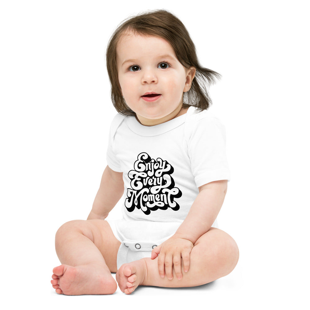 Enjoy every moments white | Baby Short Sleeve One Piece | Bella + Canvas 100B