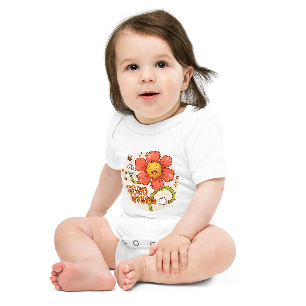 Good vides | Baby Short Sleeve One Piece | Bella + Canvas 100B