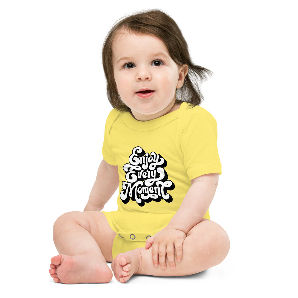 Enjoy every moments white | Baby Short Sleeve One Piece | Bella + Canvas 100B