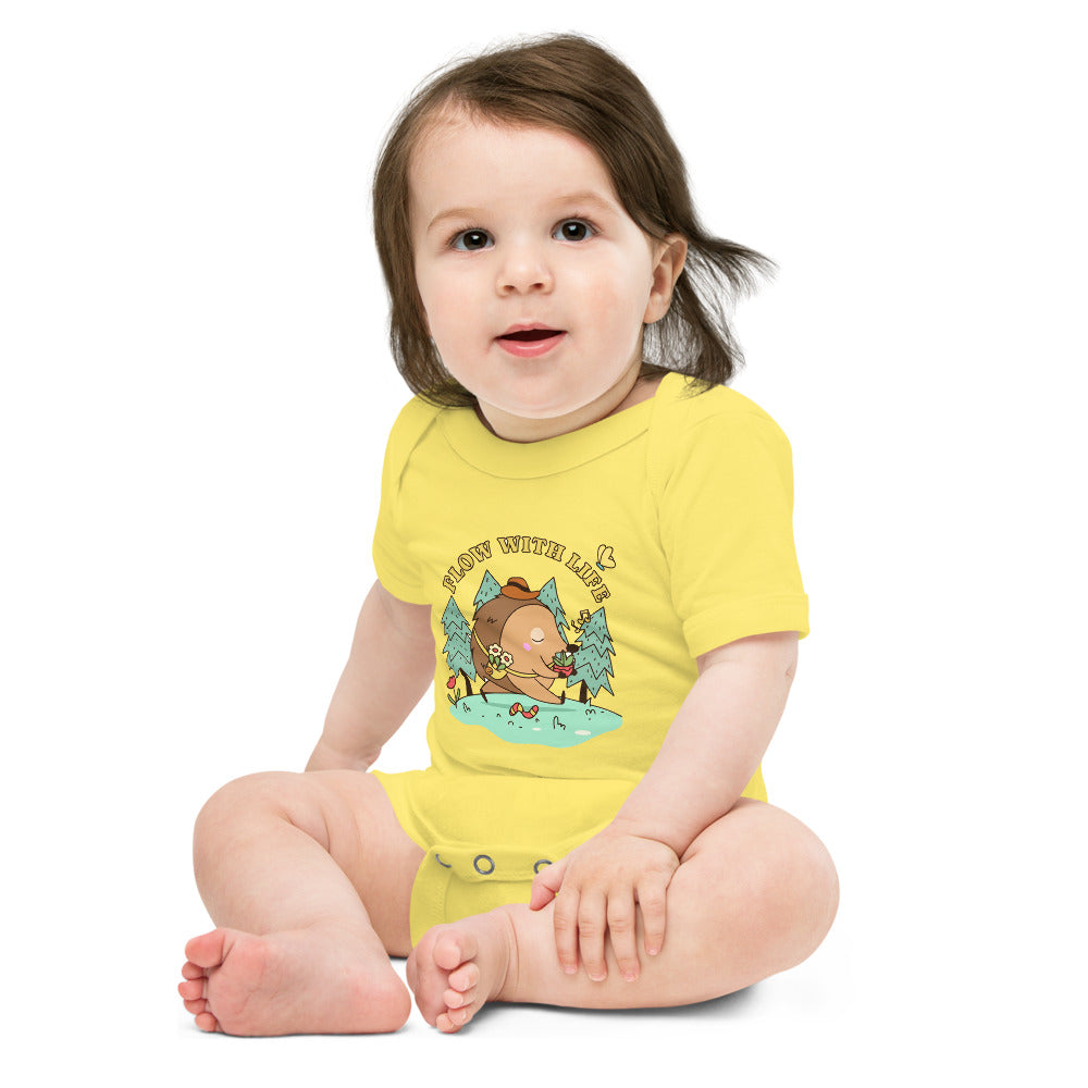 Flow with life | Baby Short Sleeve One Piece | Bella + Canvas 100B