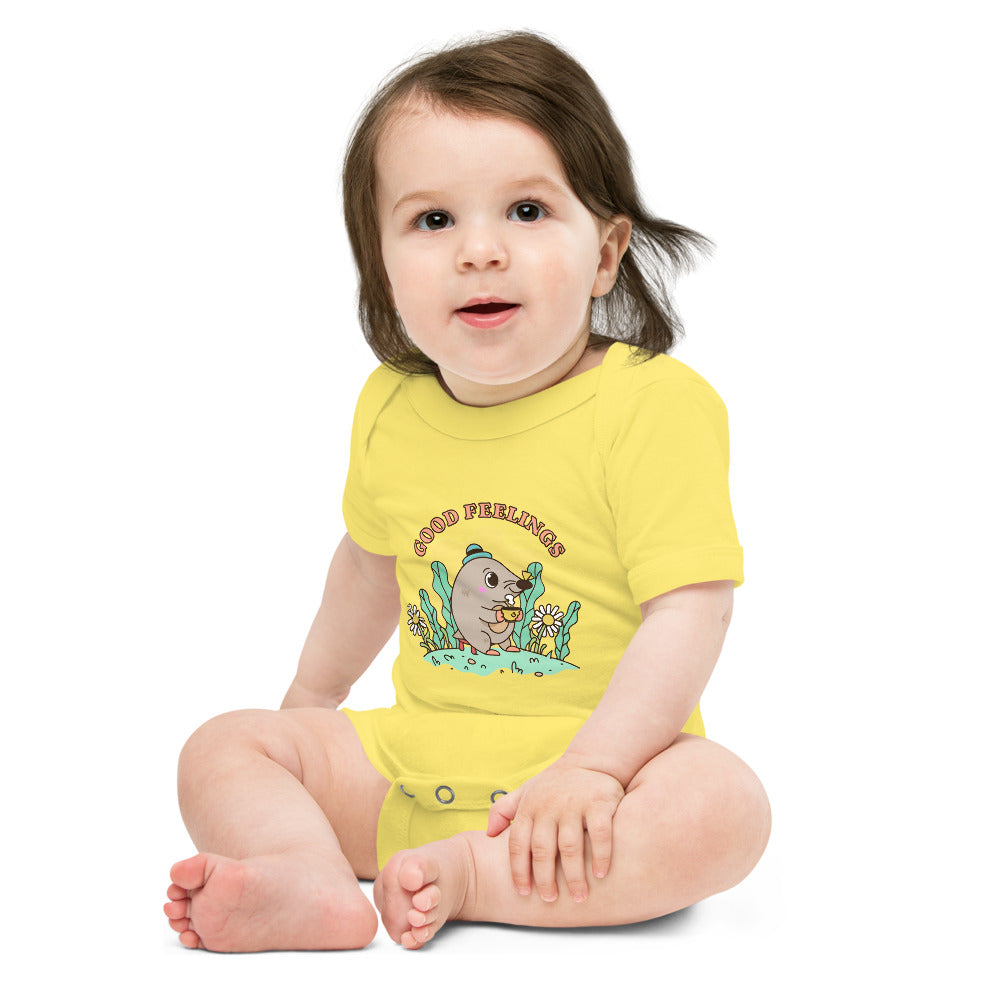 Good feelings | Baby Short Sleeve One Piece | Bella + Canvas 100B