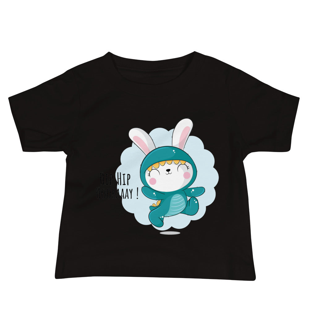 Green rabbit - HIP HIP HOORAAAY | Baby Staple Tee | Bella + Canvas 3001B