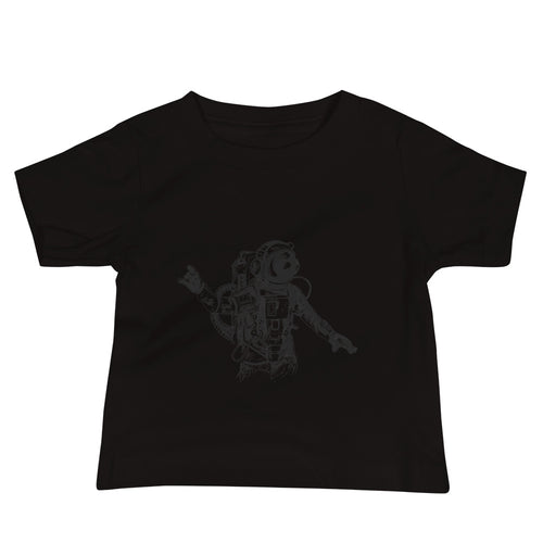 Black & white space travel man | Baby Staple Tee | Bella + Canvas 3001B