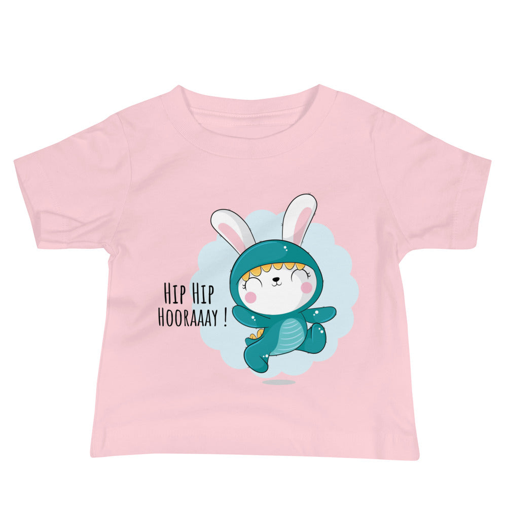 Green rabbit - HIP HIP HOORAAAY | Baby Staple Tee | Bella + Canvas 3001B