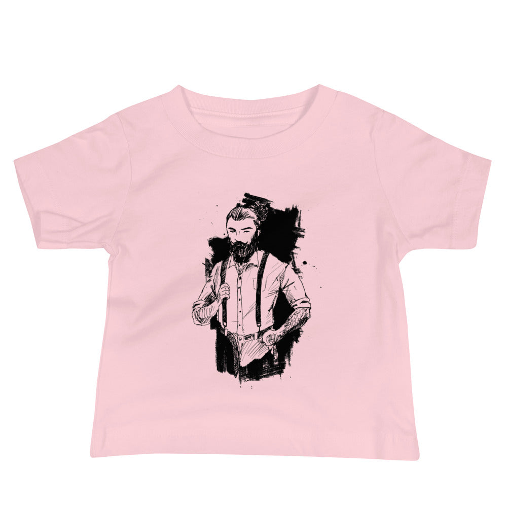 Black & White bearded man suit | Baby Staple Tee | Bella + Canvas 3001B