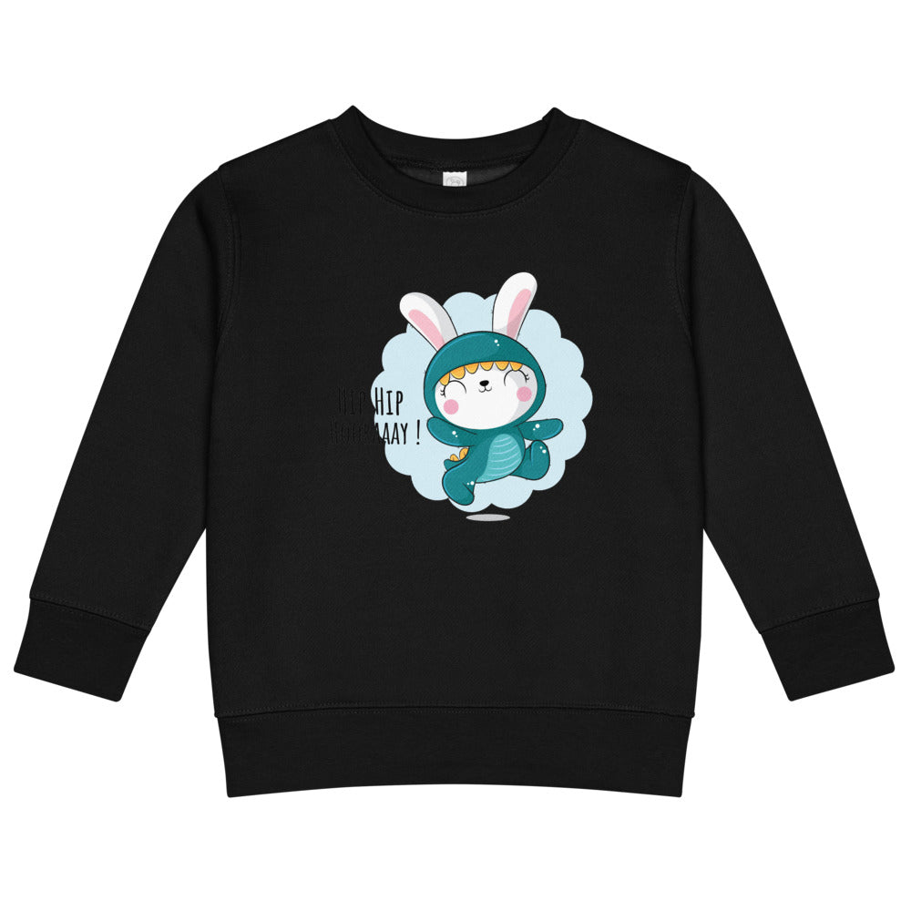 Green rabbit - HIP HIP HOORAAAY | Kids Crew Neck Sweatshirt | Rabbit Skins 3317