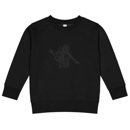 Black & white space travel man | Kids Crew Neck Sweatshirt | Rabbit Skins 3317